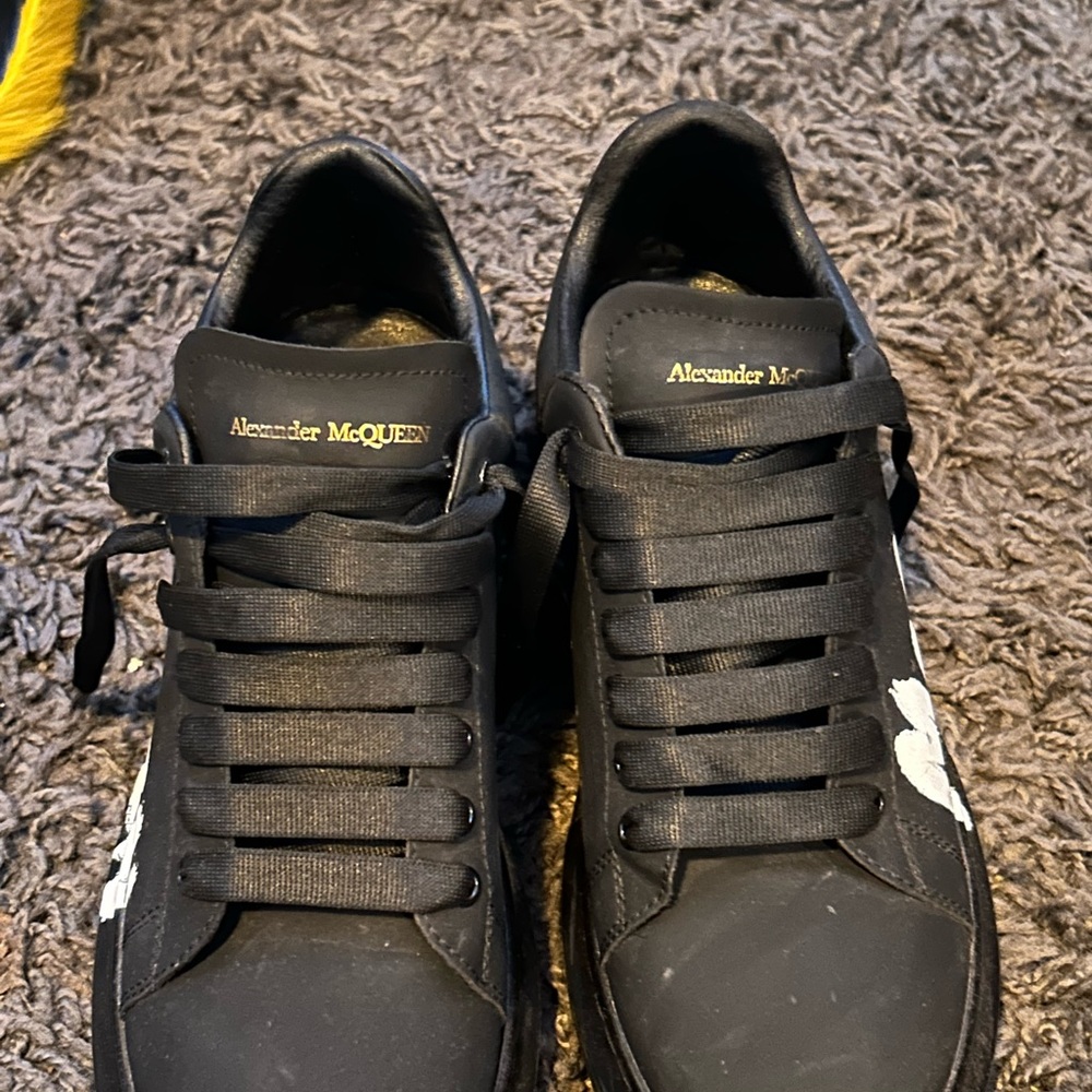 Alexander McQueen Black Sneakers with White Accents